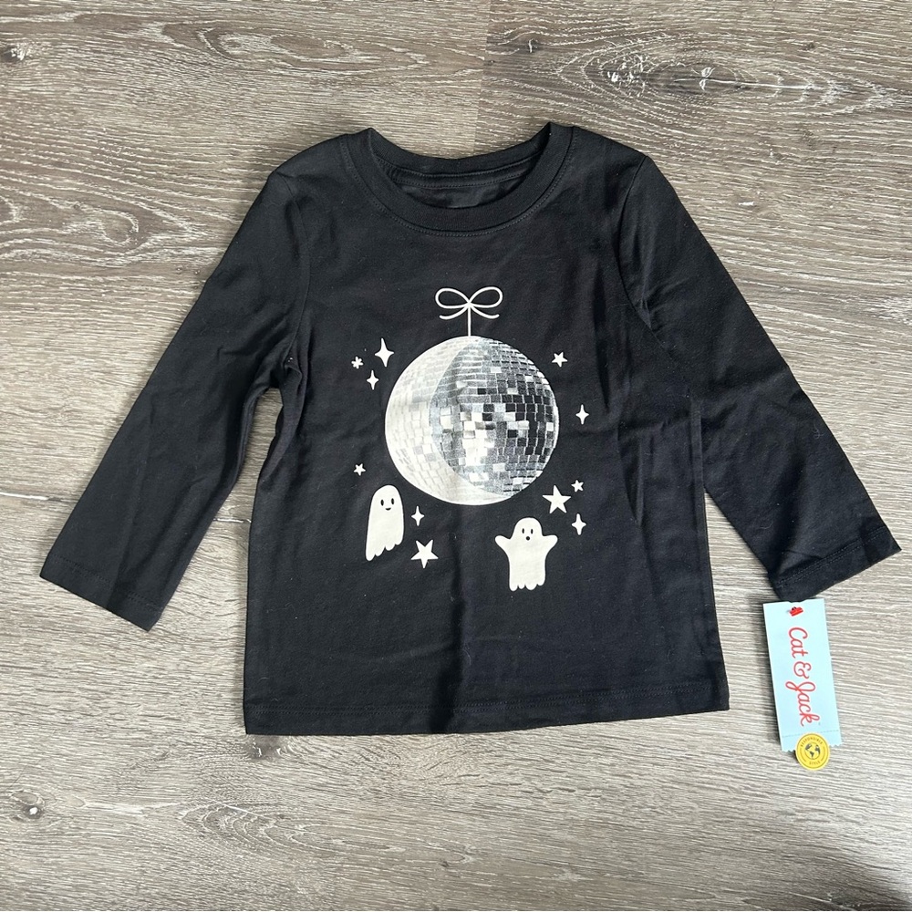 NWT Kids Girls 2T Cat & Jack Halloween‎ Ghost Long Sleeve Shirt